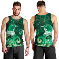 New Zealand Matariki Men Tank Top Maori Tui Bird Green Galaxy