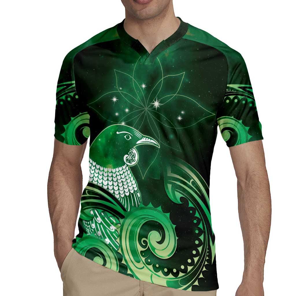 New Zealand Matariki Rugby Jersey Maori Tui Bird Green Galaxy