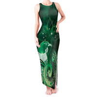 New Zealand Matariki Tank Maxi Dress Maori Tui Bird Green Galaxy