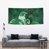 New Zealand Matariki Tapestry Maori Tui Bird Green Galaxy
