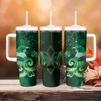 New Zealand Matariki Tumbler With Handle Maori Tui Bird Green Galaxy
