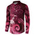 New Zealand Matariki Button Sweatshirt Maori Tui Bird Magenta Galaxy