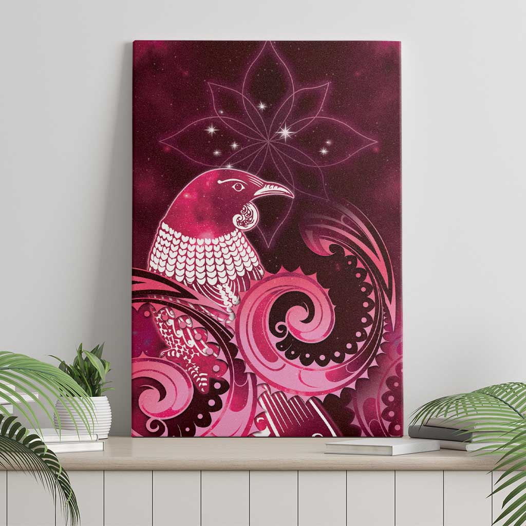 New Zealand Matariki Canvas Wall Art Maori Tui Bird Magenta Galaxy
