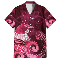 New Zealand Matariki Family Matching Long Sleeve Bodycon Dress and Hawaiian Shirt Maori Tui Bird Magenta Galaxy