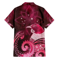 New Zealand Matariki Hawaiian Shirt Maori Tui Bird Magenta Galaxy