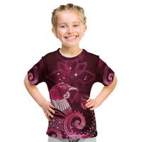New Zealand Matariki Kid T Shirt Maori Tui Bird Magenta Galaxy