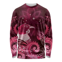 New Zealand Matariki Long Sleeve Shirt Maori Tui Bird Magenta Galaxy