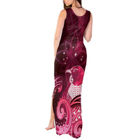 New Zealand Matariki Tank Maxi Dress Maori Tui Bird Magenta Galaxy