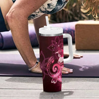 New Zealand Matariki Tumbler With Handle Maori Tui Bird Magenta Galaxy
