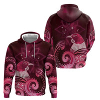 New Zealand Matariki Zip Hoodie Maori Tui Bird Magenta Galaxy