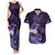 New Zealand Matariki Couples Matching Tank Maxi Dress and Hawaiian Shirt Maori Tui Bird Purple Galaxy
