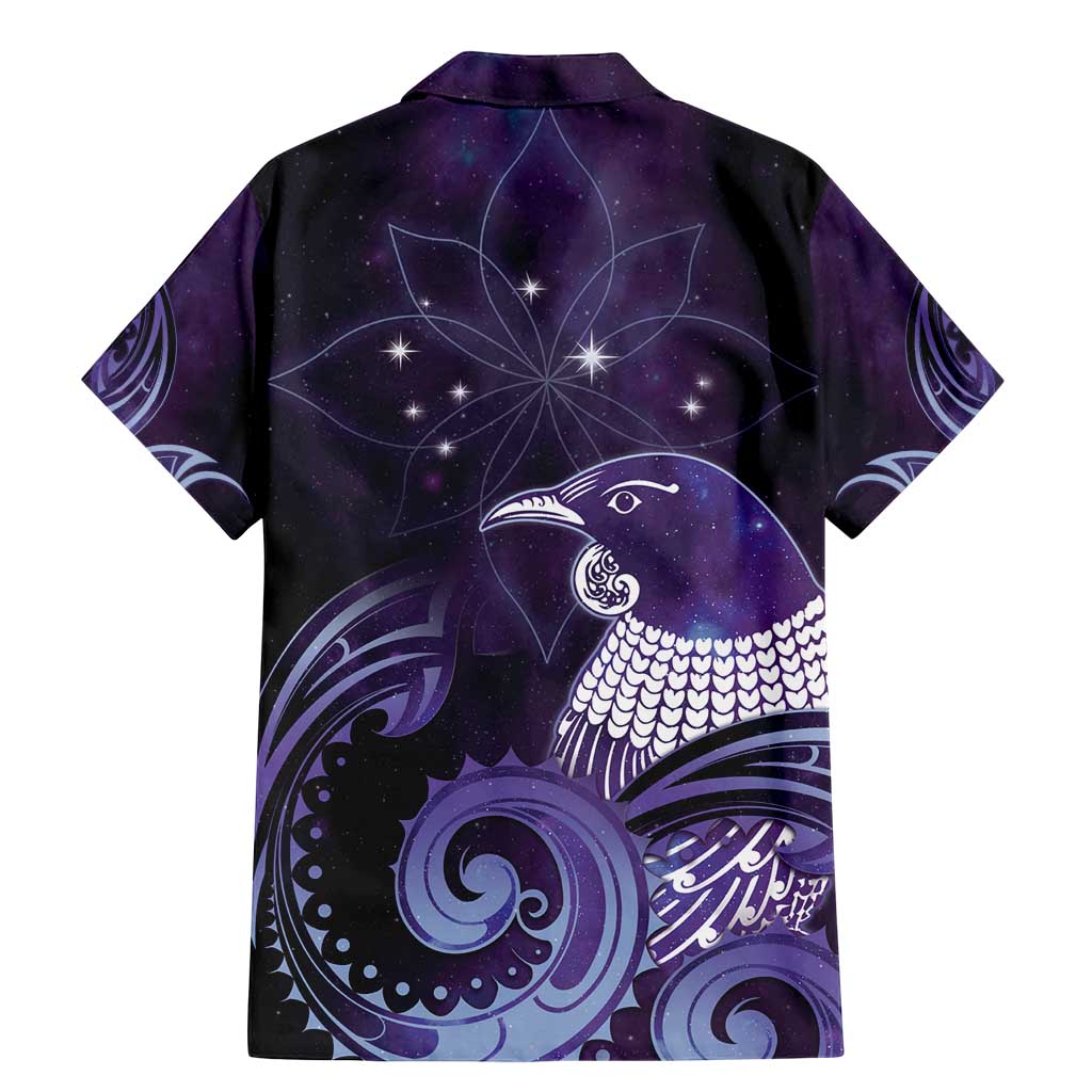 New Zealand Matariki Family Matching Mermaid Dress and Hawaiian Shirt Maori Tui Bird Purple Galaxy