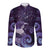 New Zealand Matariki Long Sleeve Button Shirt Maori Tui Bird Purple Galaxy