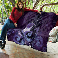 New Zealand Matariki Quilt Maori Tui Bird Purple Galaxy