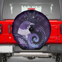 New Zealand Matariki Spare Tire Cover Maori Tui Bird Purple Galaxy