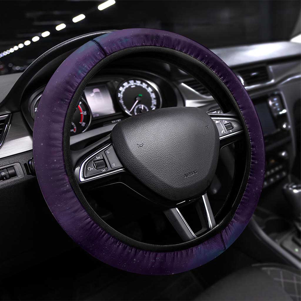 New Zealand Matariki Steering Wheel Cover Maori Tui Bird Purple Galaxy