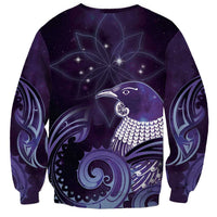 New Zealand Matariki Sweatshirt Maori Tui Bird Purple Galaxy