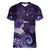 New Zealand Matariki Women V-Neck T-Shirt Maori Tui Bird Purple Galaxy