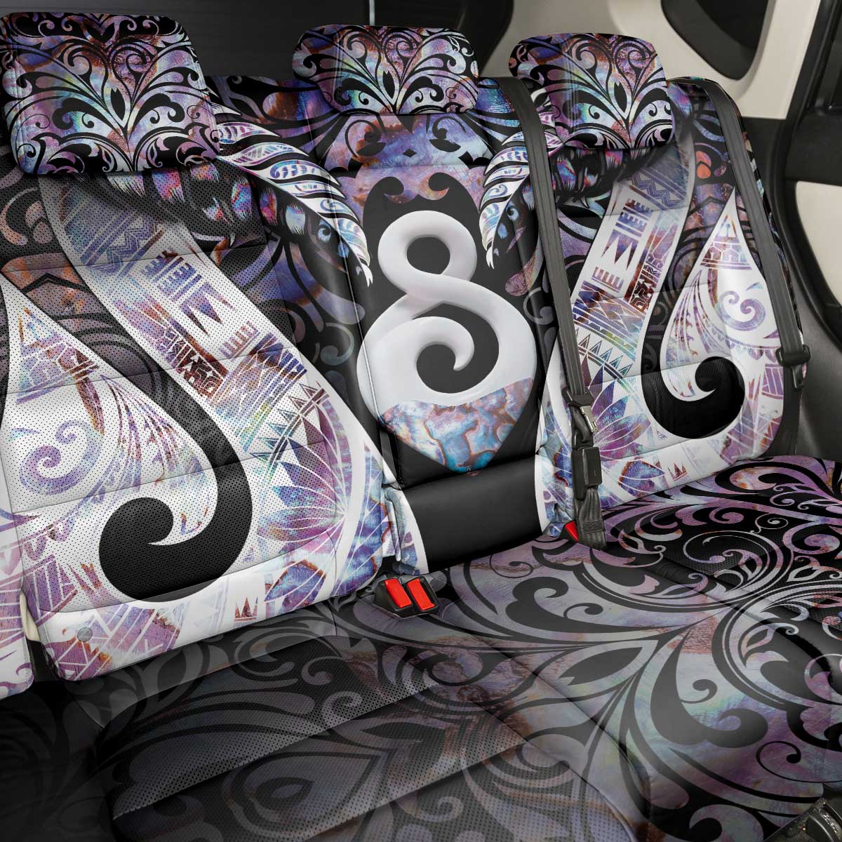 New Zealand Aotearoa Back Car Seat Cover Pikorua Single Twist Pink Paua Shell
