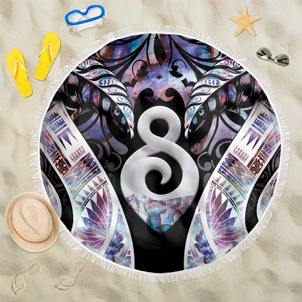 New Zealand Aotearoa Beach Blanket Pikorua Single Twist Pink Paua Shell DT05 One Size 150cm Pink - Polynesian Pride