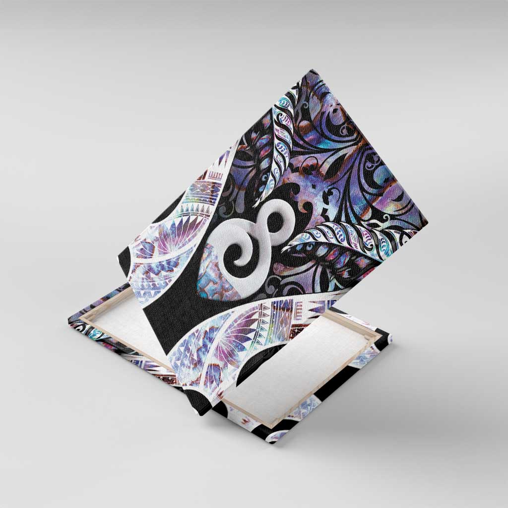 New Zealand Aotearoa Canvas Wall Art Pikorua Single Twist Pink Paua Shell DT05 With Frame Pink - Polynesian Pride