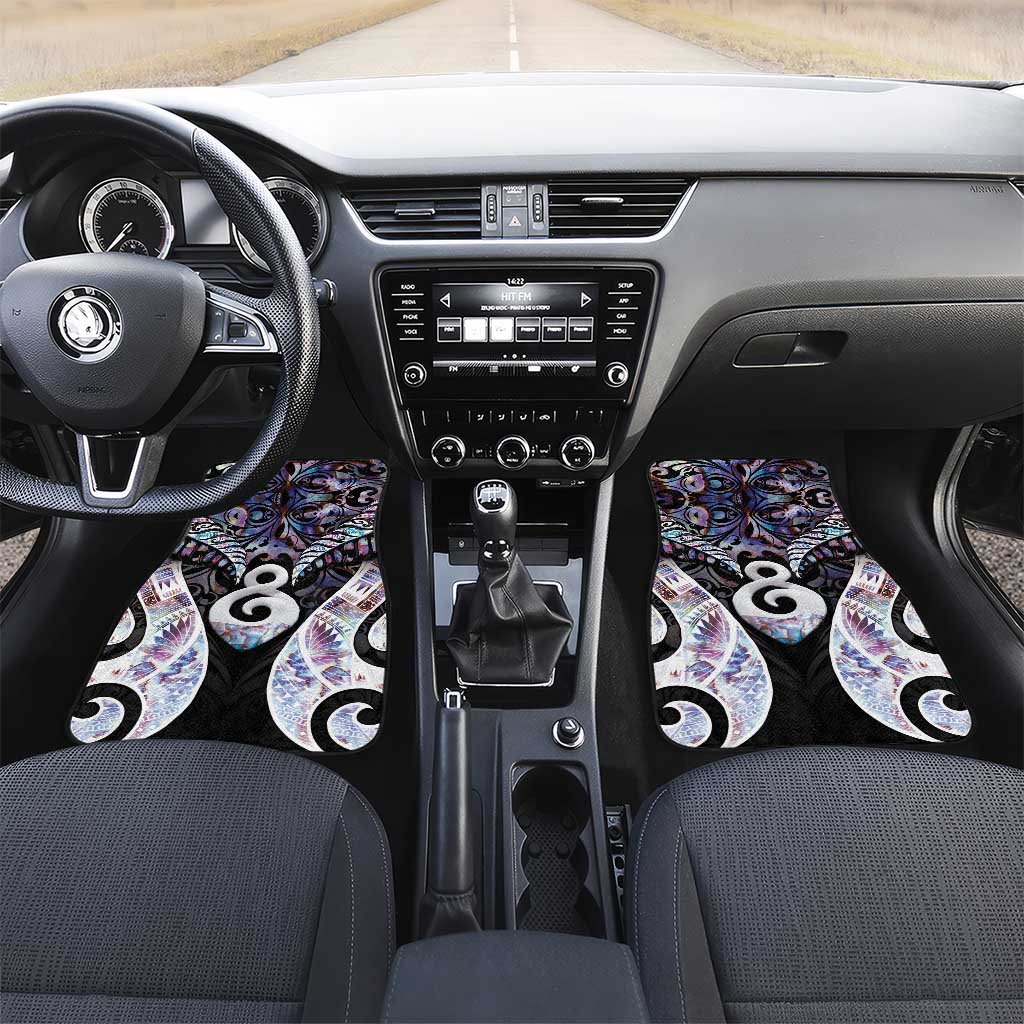 New Zealand Aotearoa Car Mats Pikorua Single Twist Pink Paua Shell DT05 Set 2pcs - Front Pink - Polynesian Pride
