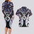 New Zealand Aotearoa Couples Matching Long Sleeve Bodycon Dress and Hawaiian Shirt Pikorua Single Twist Pink Paua Shell