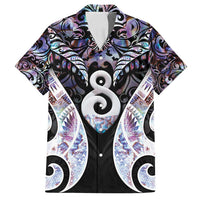 New Zealand Aotearoa Family Matching Long Sleeve Bodycon Dress and Hawaiian Shirt Pikorua Single Twist Pink Paua Shell