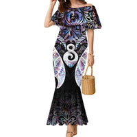 New Zealand Aotearoa Family Matching Mermaid Dress and Hawaiian Shirt Pikorua Single Twist Pink Paua Shell
