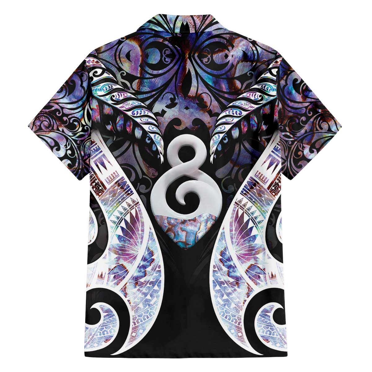 New Zealand Aotearoa Family Matching Off The Shoulder Long Sleeve Dress and Hawaiian Shirt Pikorua Single Twist Pink Paua Shell