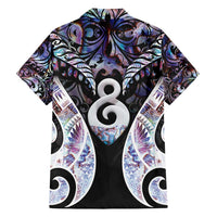 New Zealand Aotearoa Family Matching Off Shoulder Maxi Dress and Hawaiian Shirt Pikorua Single Twist Pink Paua Shell