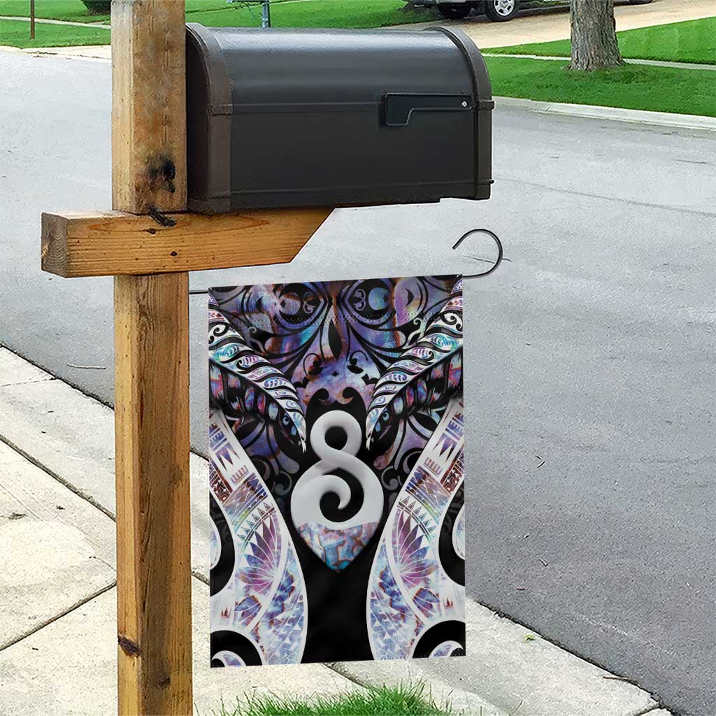 New Zealand Aotearoa Garden Flag Pikorua Single Twist Pink Paua Shell