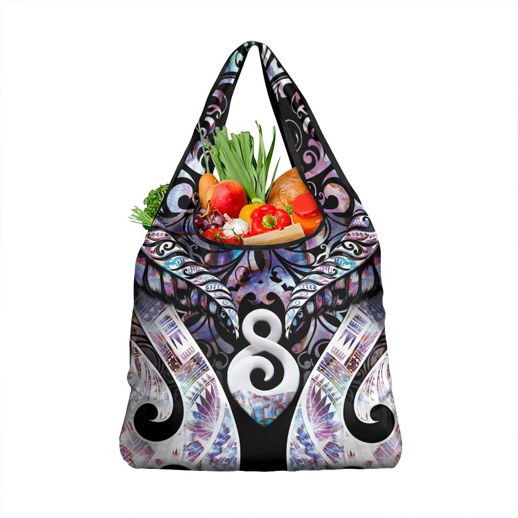 New Zealand Aotearoa Grocery Bag Pikorua Single Twist Pink Paua Shell DT05 1-pack One Size Pink - Polynesian Pride