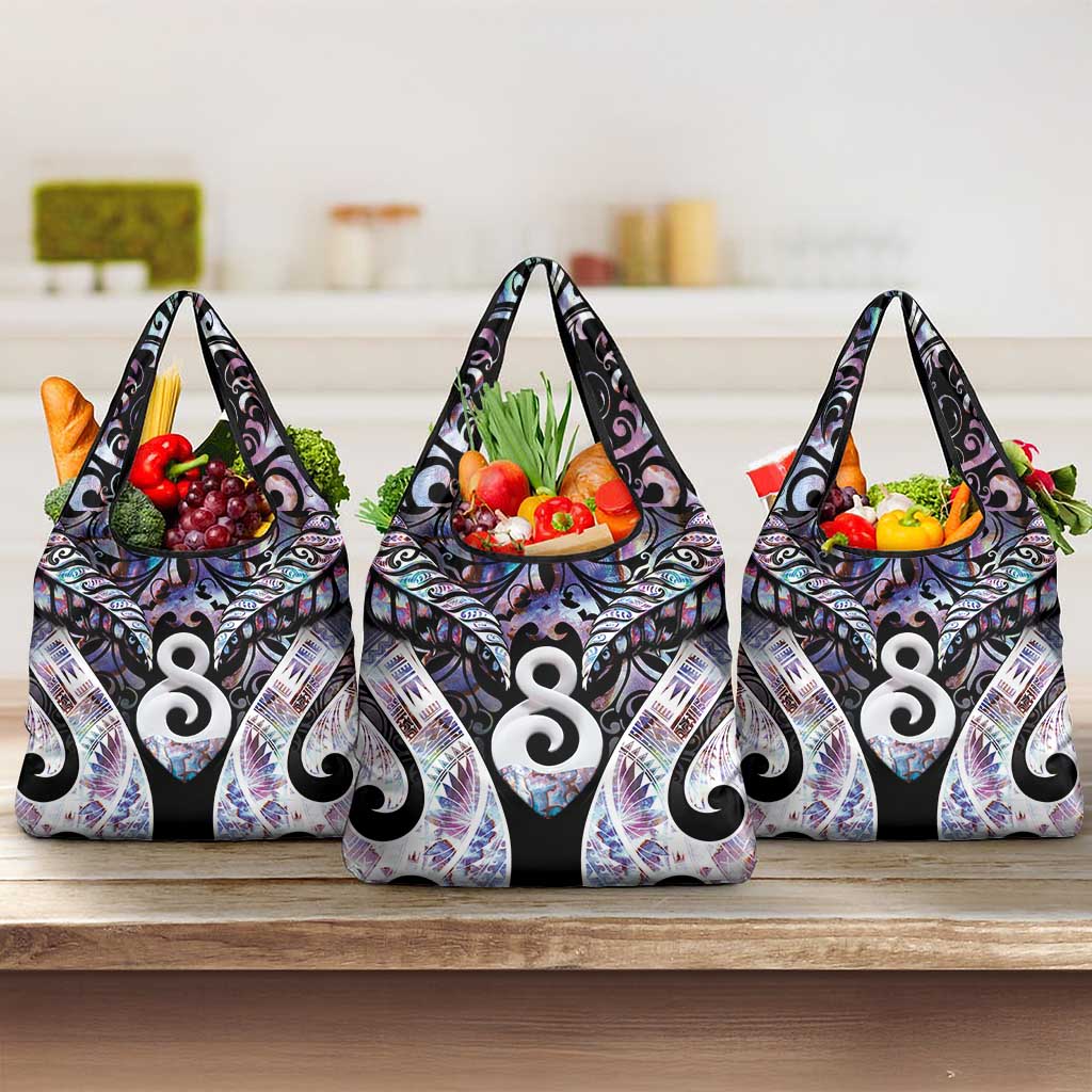 New Zealand Aotearoa Grocery Bag Pikorua Single Twist Pink Paua Shell DT05 3-pack One Size Pink - Polynesian Pride