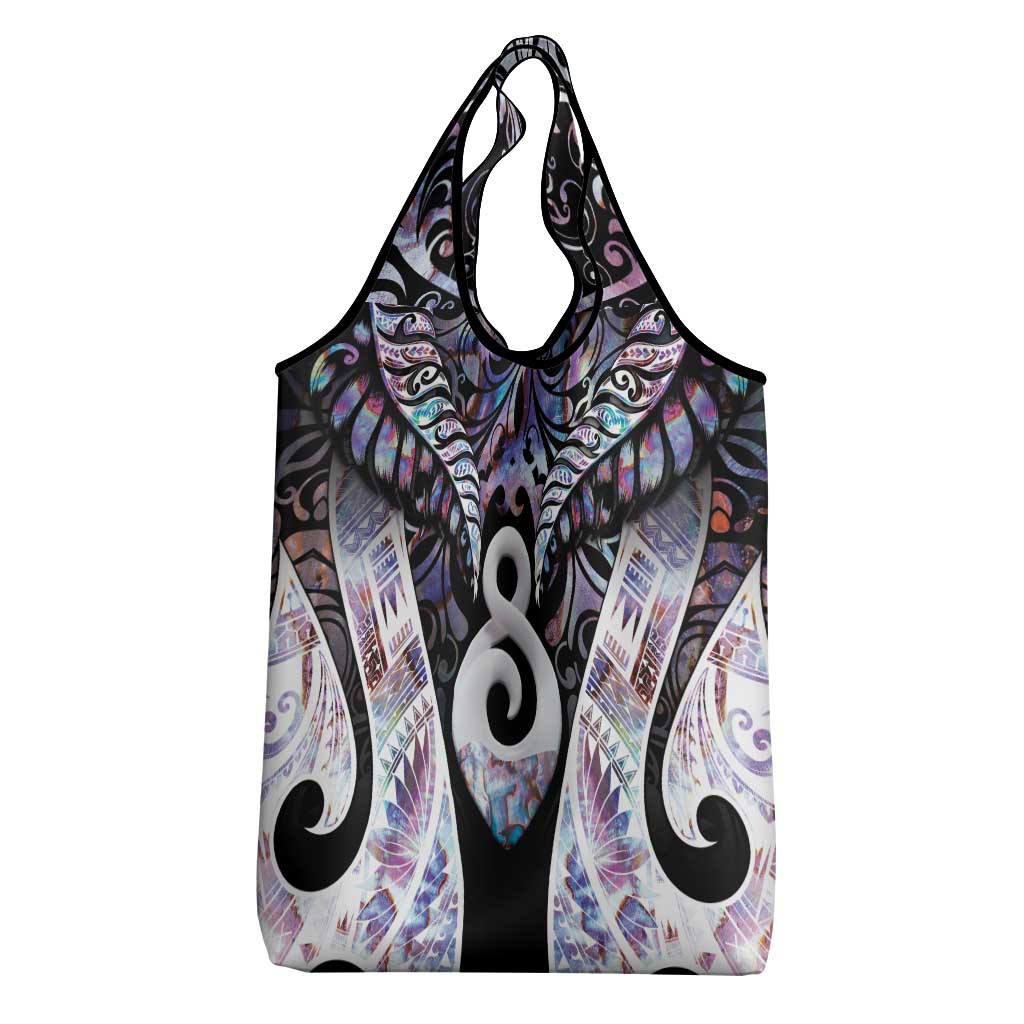 New Zealand Aotearoa Grocery Bag Pikorua Single Twist Pink Paua Shell DT05 - Polynesian Pride