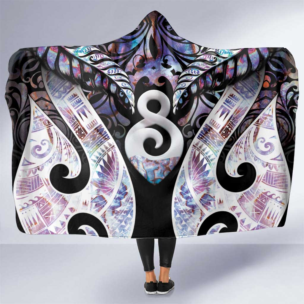 New Zealand Aotearoa Hooded Blanket Pikorua Single Twist Pink Paua Shell