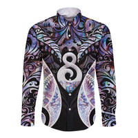 New Zealand Aotearoa Long Sleeve Button Shirt Pikorua Single Twist Pink Paua Shell DT05 Unisex Pink - Polynesian Pride