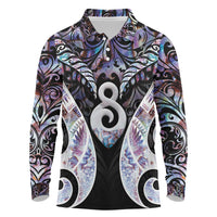 New Zealand Aotearoa Long Sleeve Polo Shirt Pikorua Single Twist Pink Paua Shell