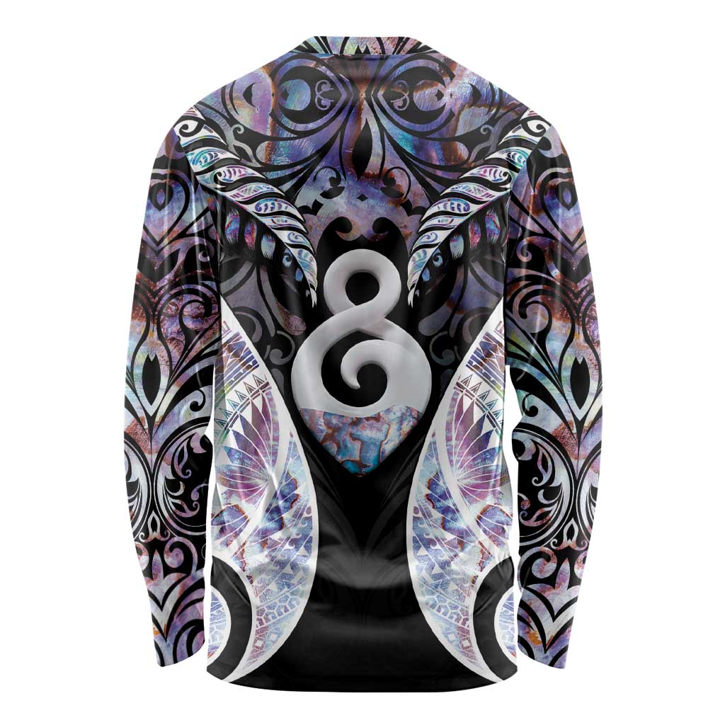 New Zealand Aotearoa Long Sleeve Shirt Pikorua Single Twist Pink Paua Shell DT05 - Polynesian Pride
