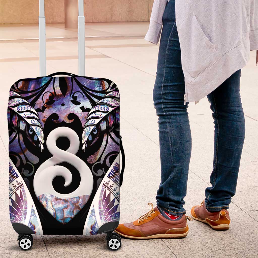 New Zealand Aotearoa Luggage Cover Pikorua Single Twist Pink Paua Shell