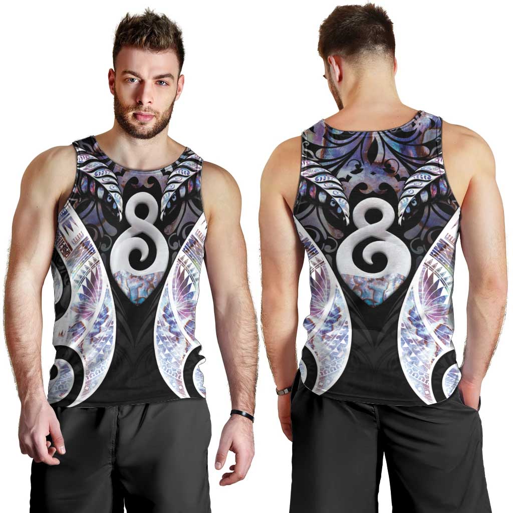 New Zealand Aotearoa Men Tank Top Pikorua Single Twist Pink Paua Shell DT05 - Polynesian Pride