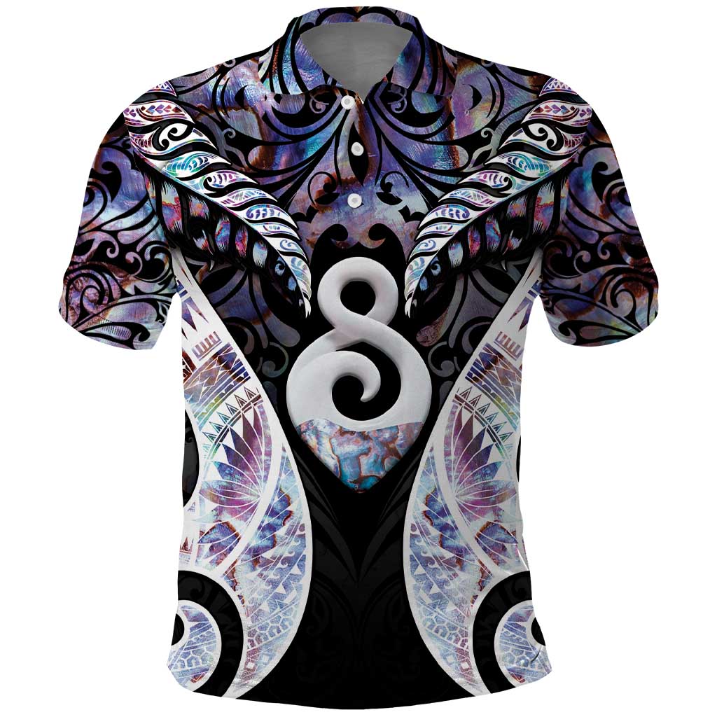 New Zealand Aotearoa Polo Shirt Pikorua Single Twist Pink Paua Shell