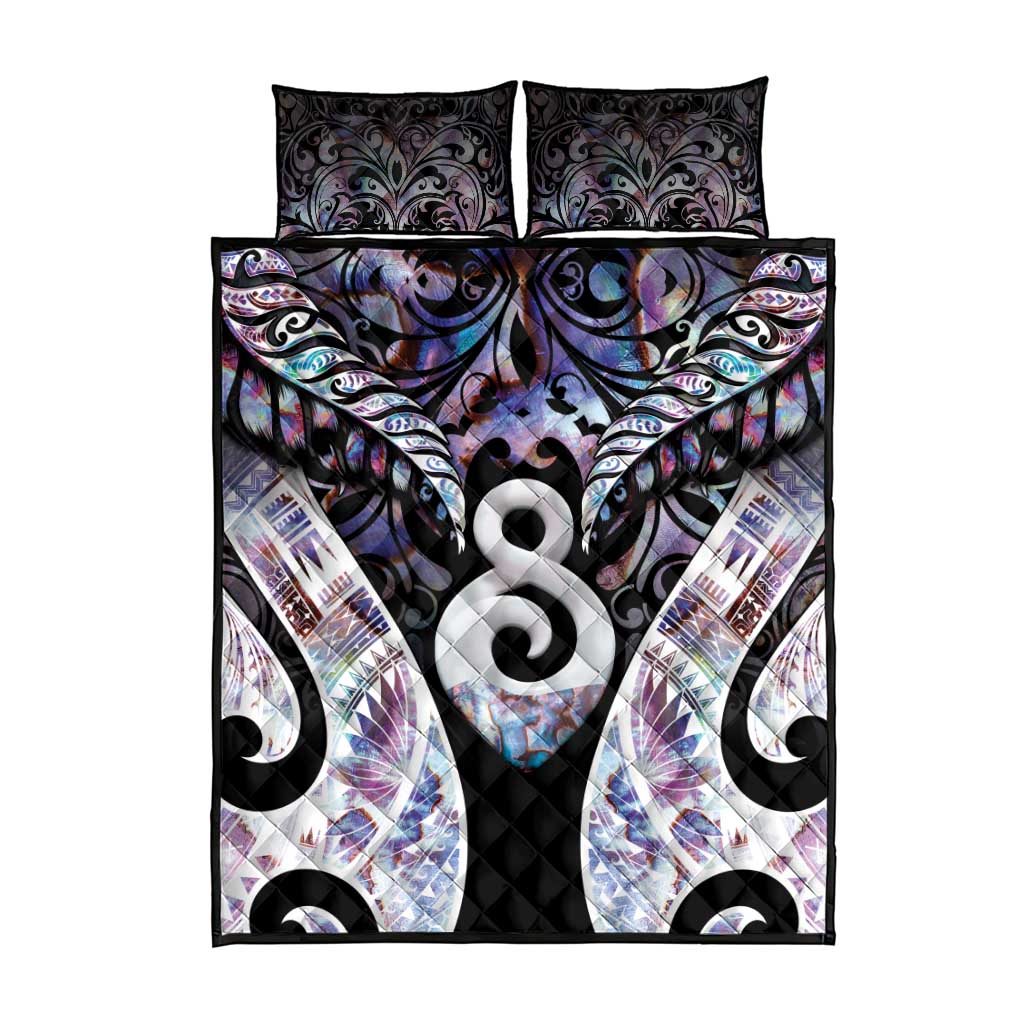 New Zealand Aotearoa Quilt Bed Set Pikorua Single Twist Pink Paua Shell