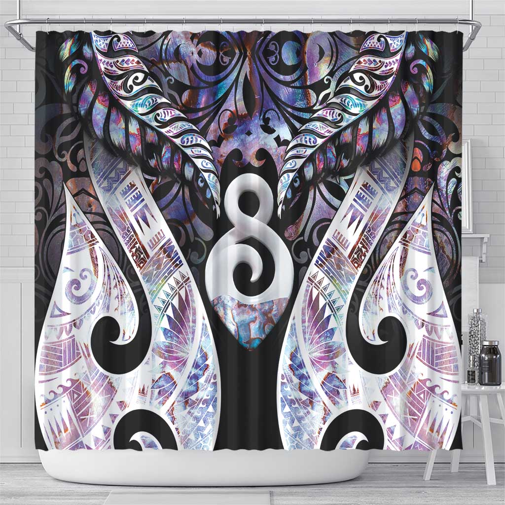 New Zealand Aotearoa Shower Curtain Pikorua Single Twist Pink Paua Shell
