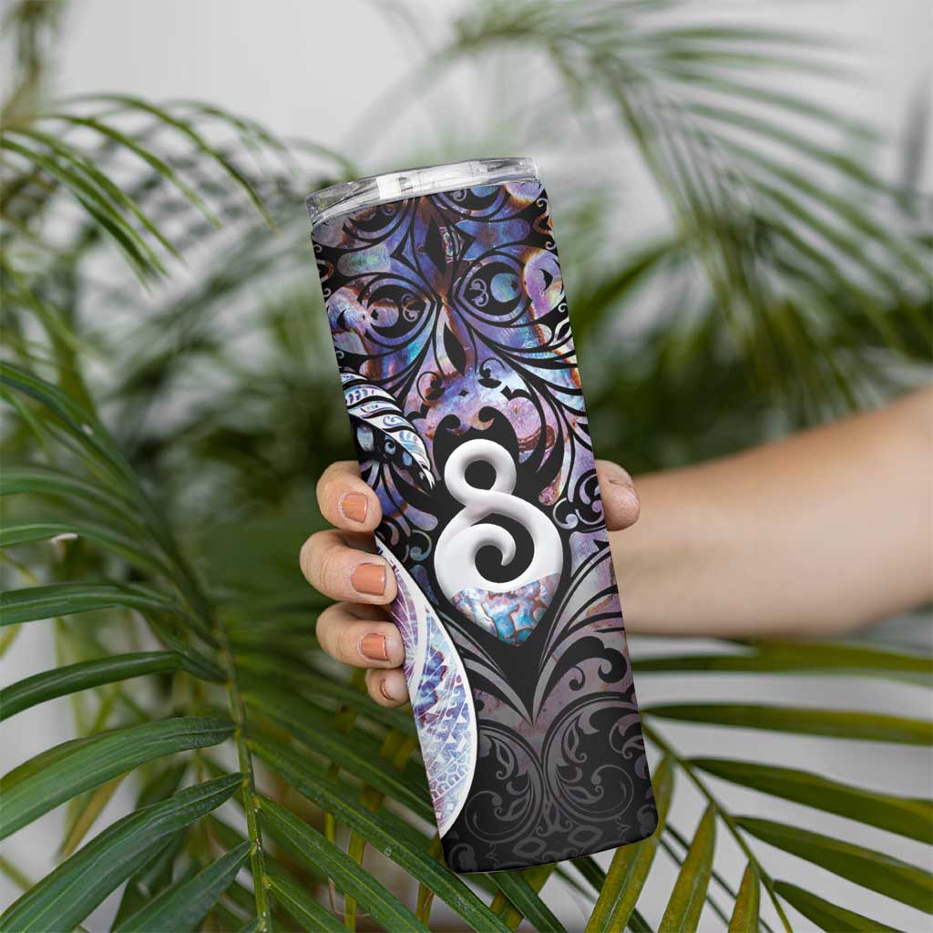 New Zealand Aotearoa Skinny Tumbler Pikorua Single Twist Pink Paua Shell