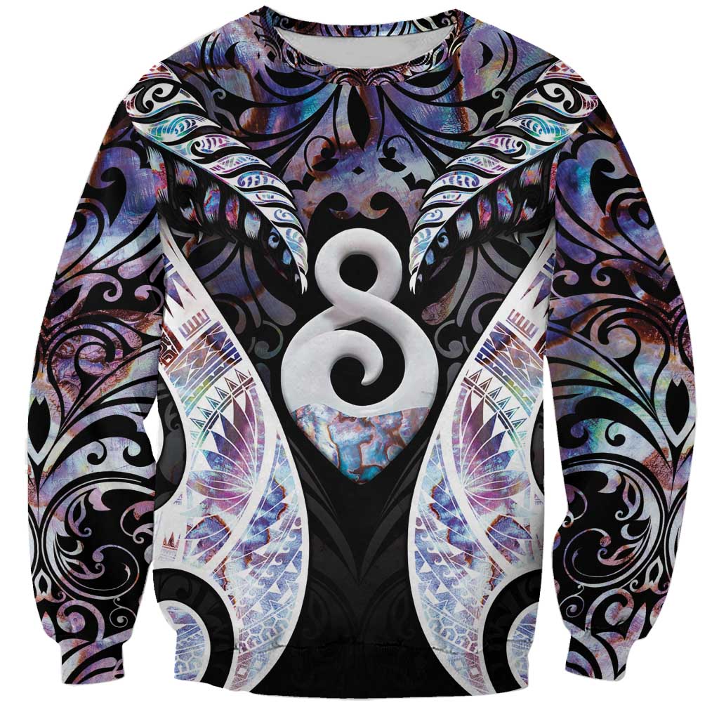 New Zealand Aotearoa Sweatshirt Pikorua Single Twist Pink Paua Shell DT05 Unisex Pink - Polynesian Pride