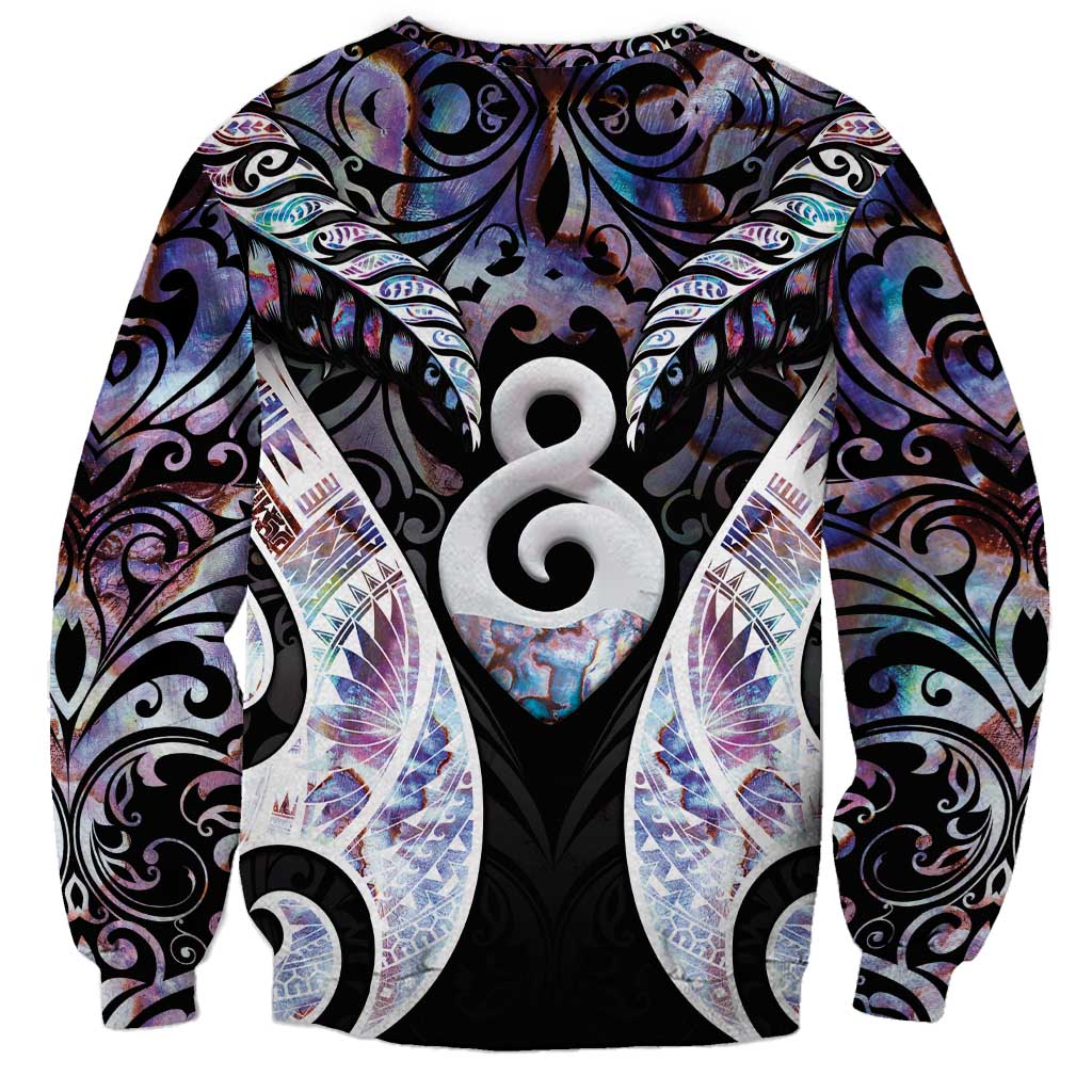 New Zealand Aotearoa Sweatshirt Pikorua Single Twist Pink Paua Shell DT05 - Polynesian Pride