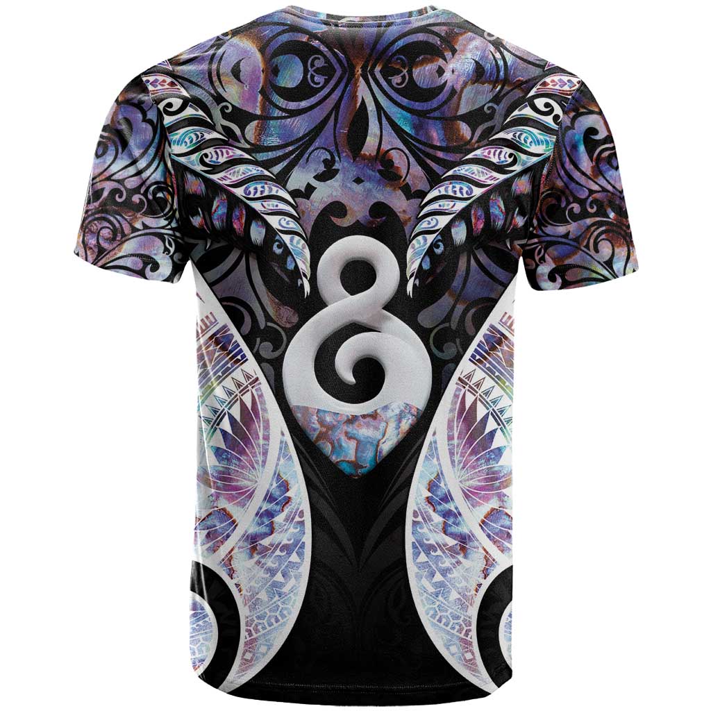 New Zealand Aotearoa T Shirt Pikorua Single Twist Pink Paua Shell