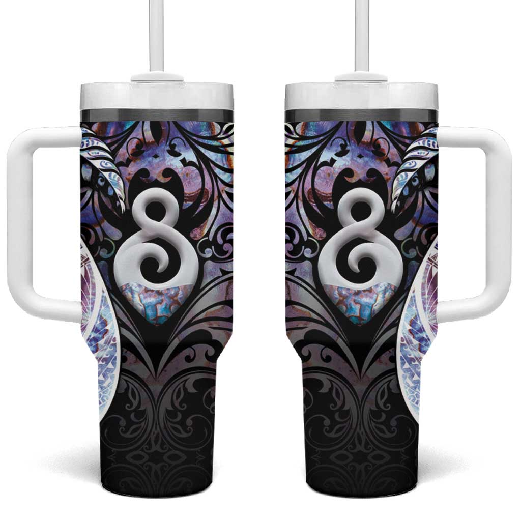 New Zealand Aotearoa Tumbler With Handle Pikorua Single Twist Pink Paua Shell