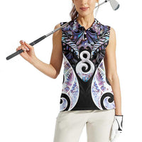 New Zealand Aotearoa Women Sleeveless Polo Shirt Pikorua Single Twist Pink Paua Shell